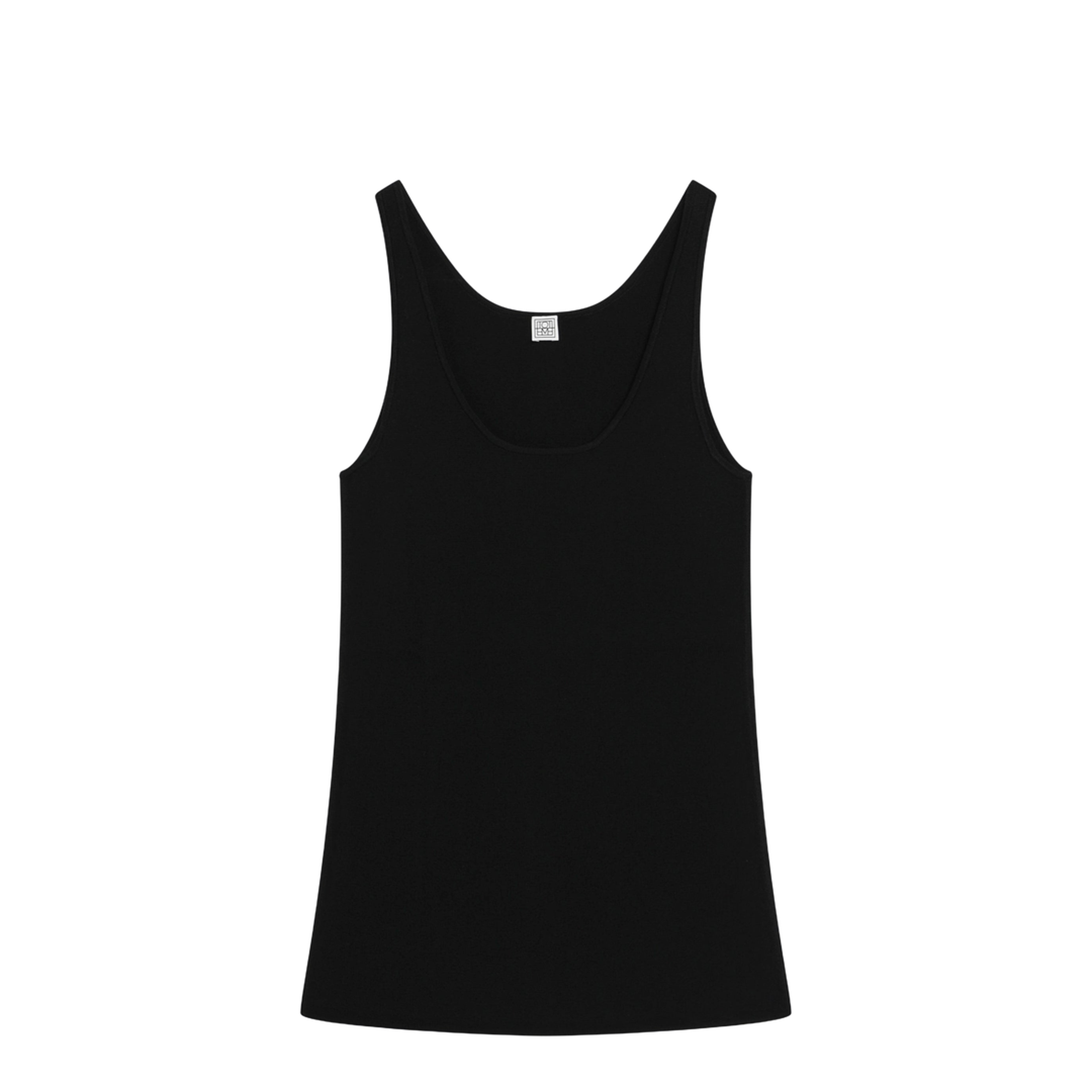 Black Fitted Compact Knit Tank Top - Image 1