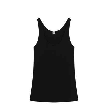 Black Fitted Compact Knit Tank Top - Image 1