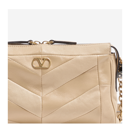 Panthea Small Nappa Leather Shoulder Bag - Gold Beige - Image 4
