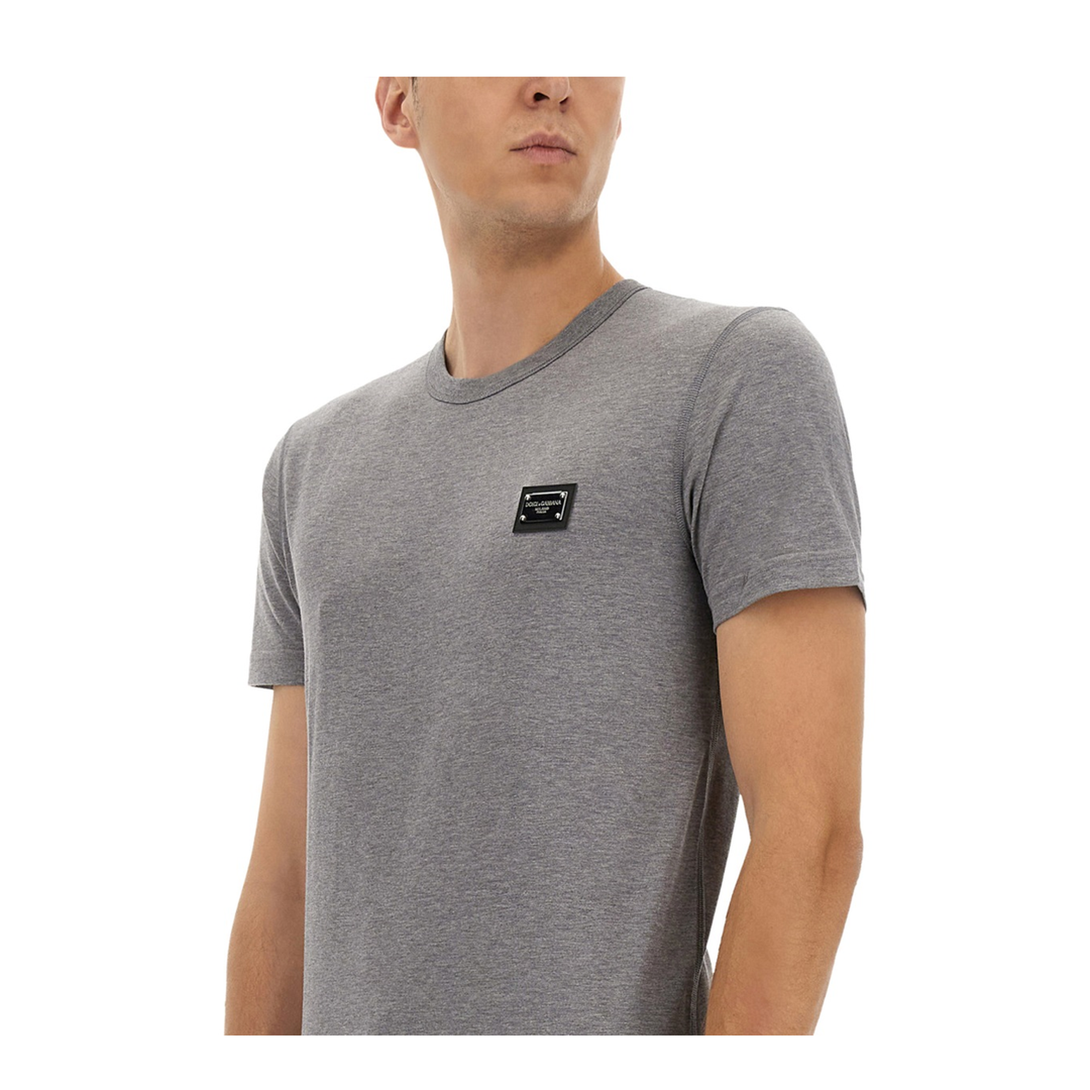 Cotton T-Shirt with Logo Plaque - Image 4