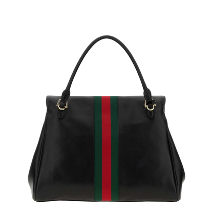 Paparazzo Large Top Handle Bag in Black Leather - Image 2