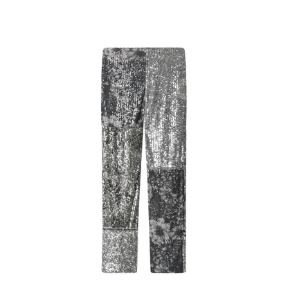 Patchwork Trousers With Floral Sequins Multicolor - Image 2