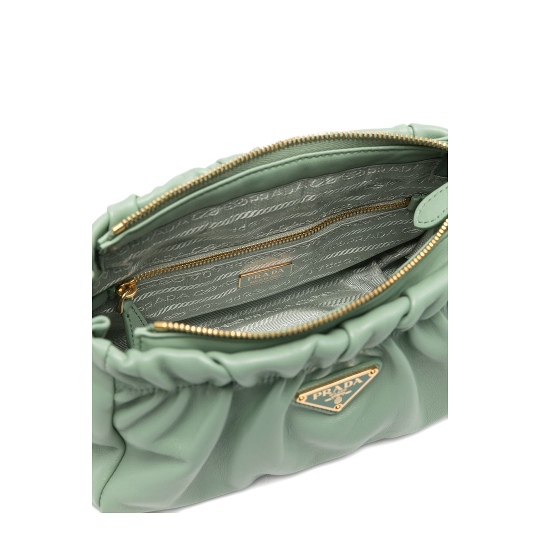 Gathered Nappa Handbag - Acquamarina - Image 3