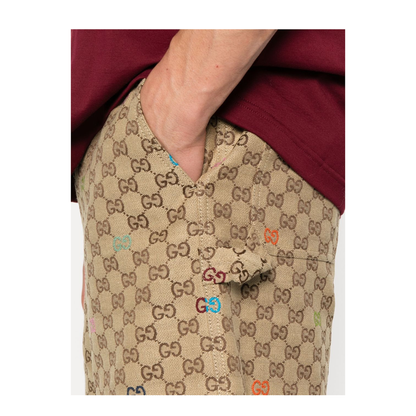 Canvas Shorts in Camel and Dark Brown - Image 2