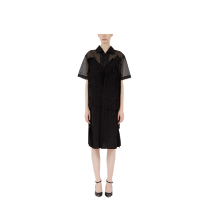 Black Mesh Design Dress - Image 5