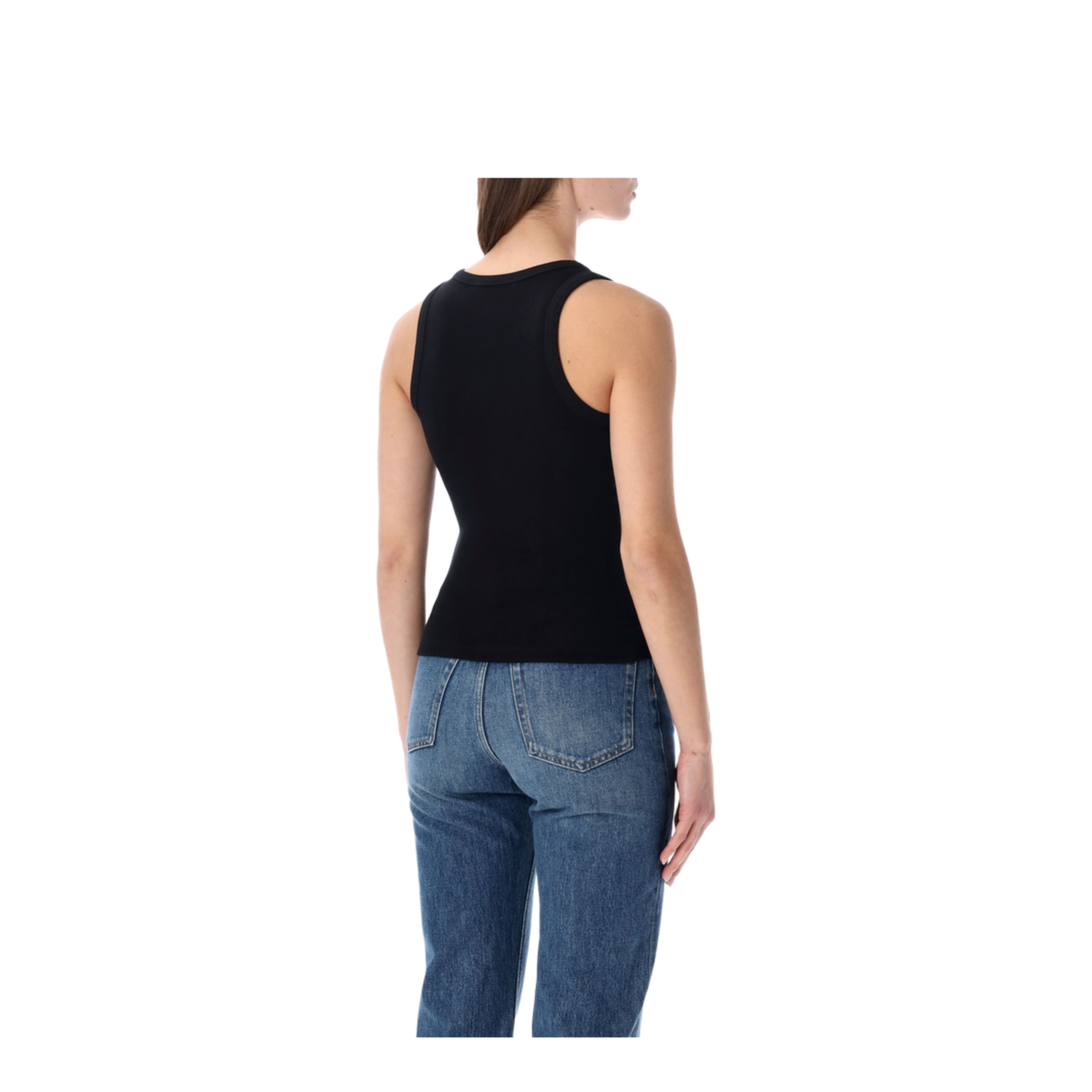 Black Slim-Cut Tank Top with Logo - Image 2