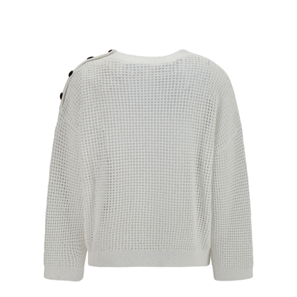 Openwork Sweater with Shoulder Buttons - Image 2