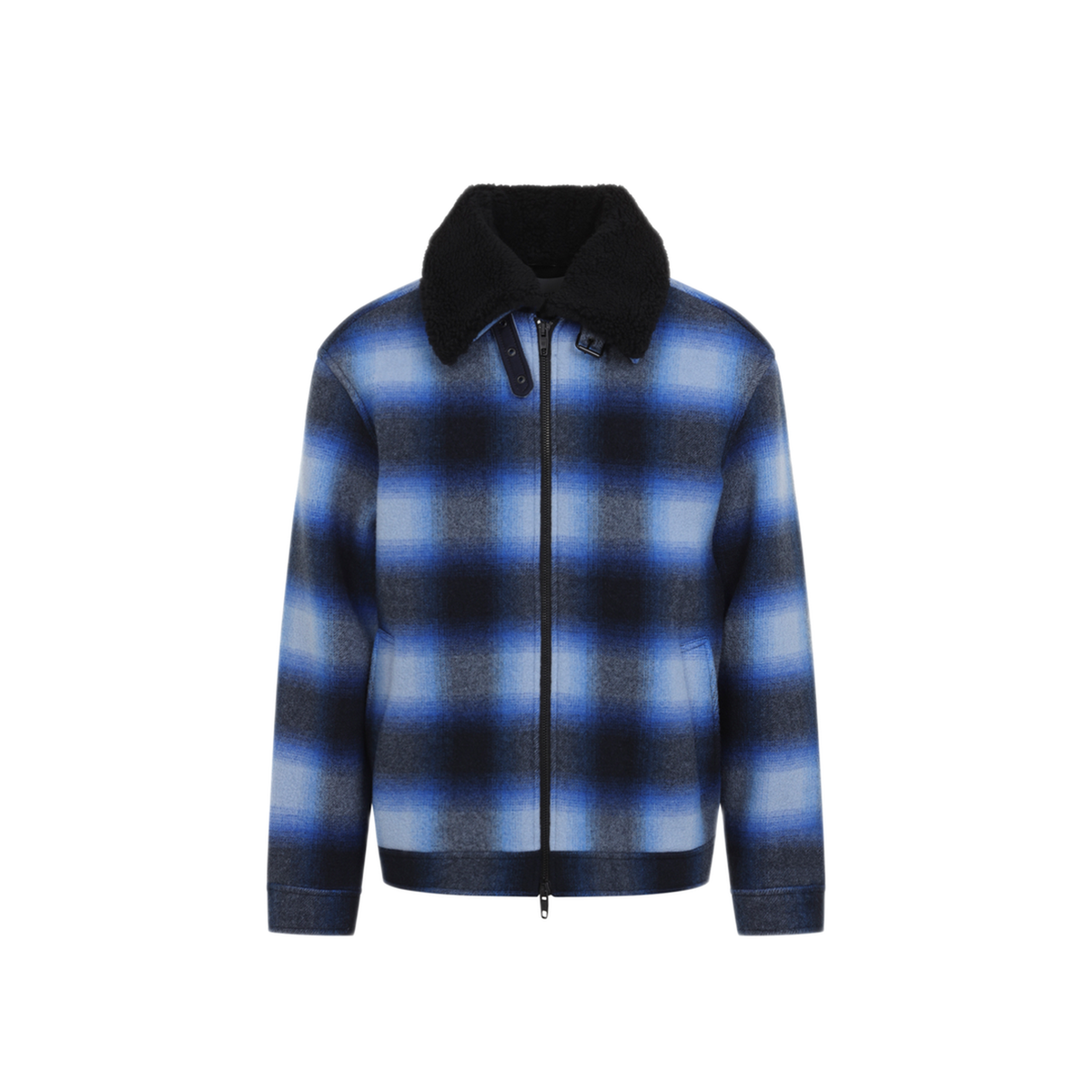 Plaid Wool Flannel Bomber Jacket - Image 2