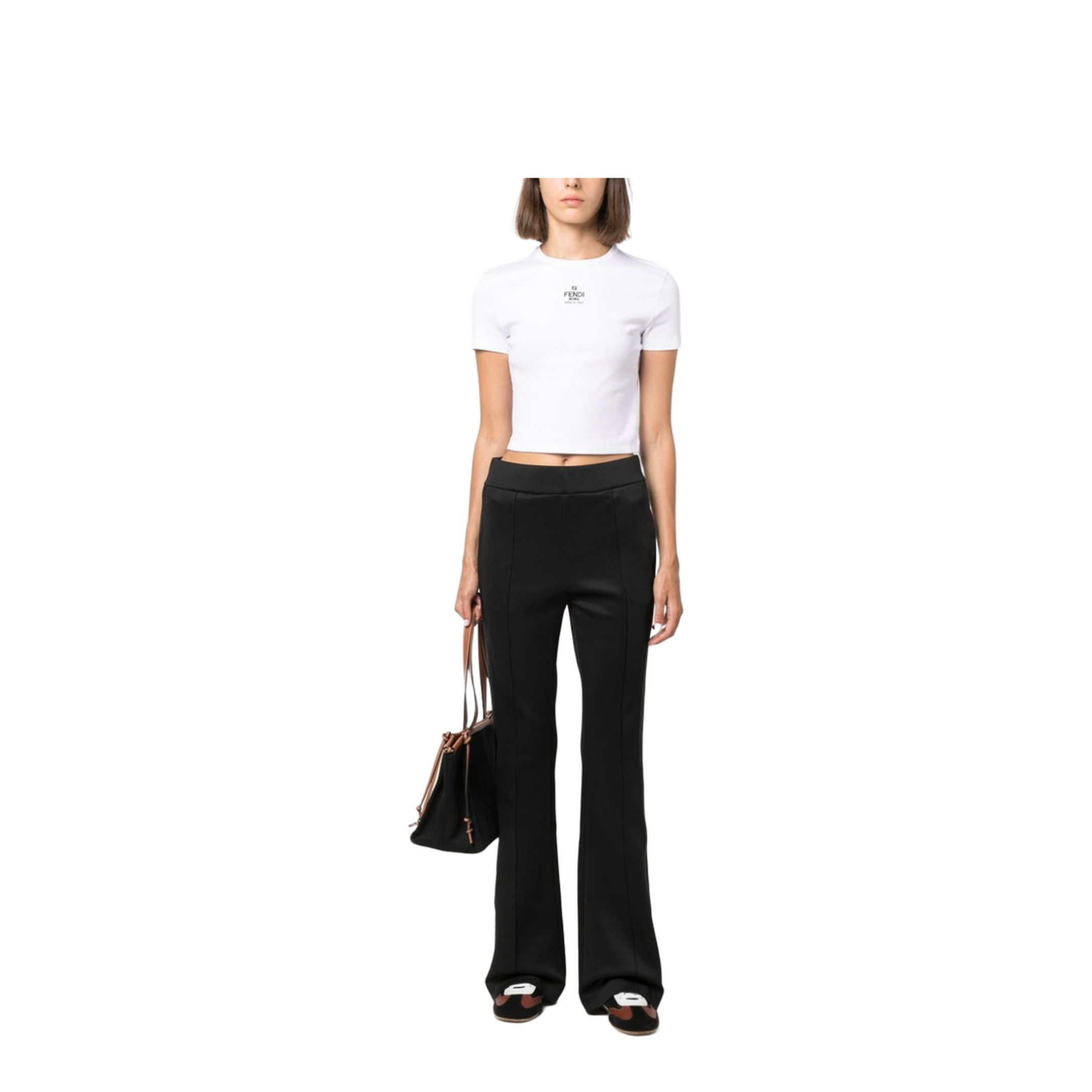 White Cropped T-Shirt with Logo - Image 5