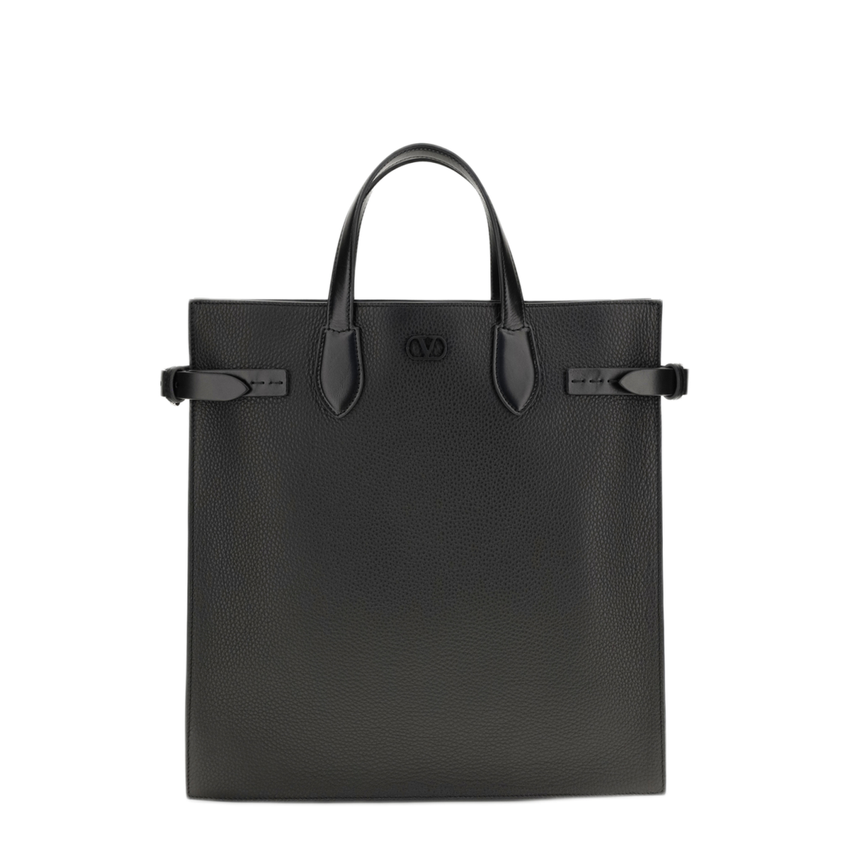 Antibes Medium Grained Leather Shopping Bag - Black - Image 1