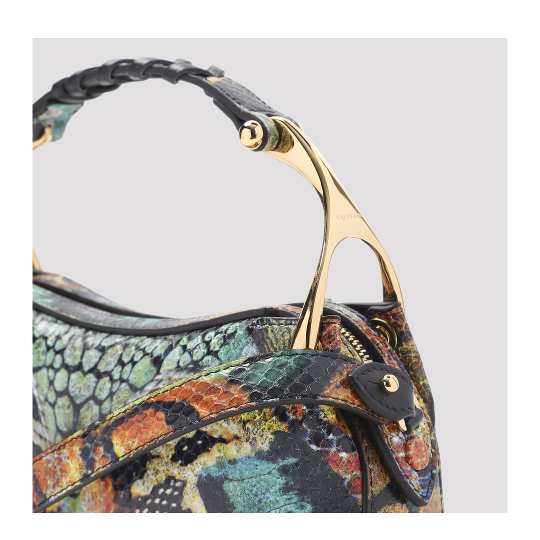 Wishbone Mini Python-Embossed Leather Shoulder Bag - Multicolor Gold - Image 5