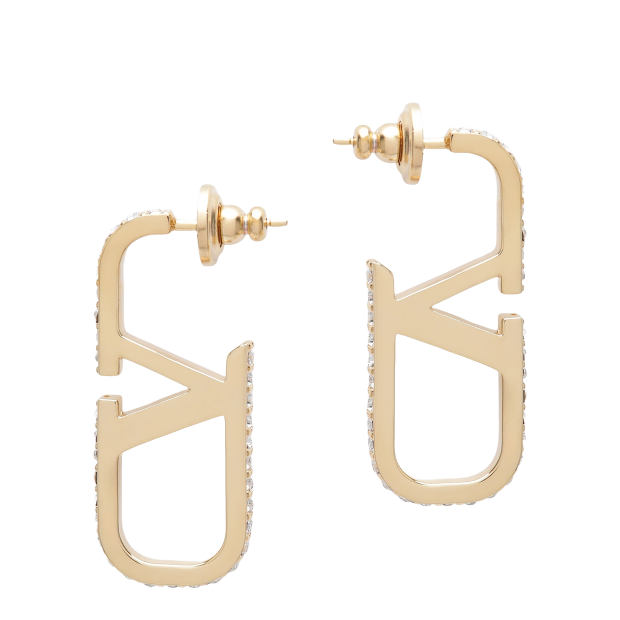Gold-tone VLogo Signature Earrings with Swarovski Crystals - Image 1