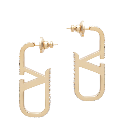 Gold-tone VLogo Signature Earrings with Swarovski Crystals - Image 1