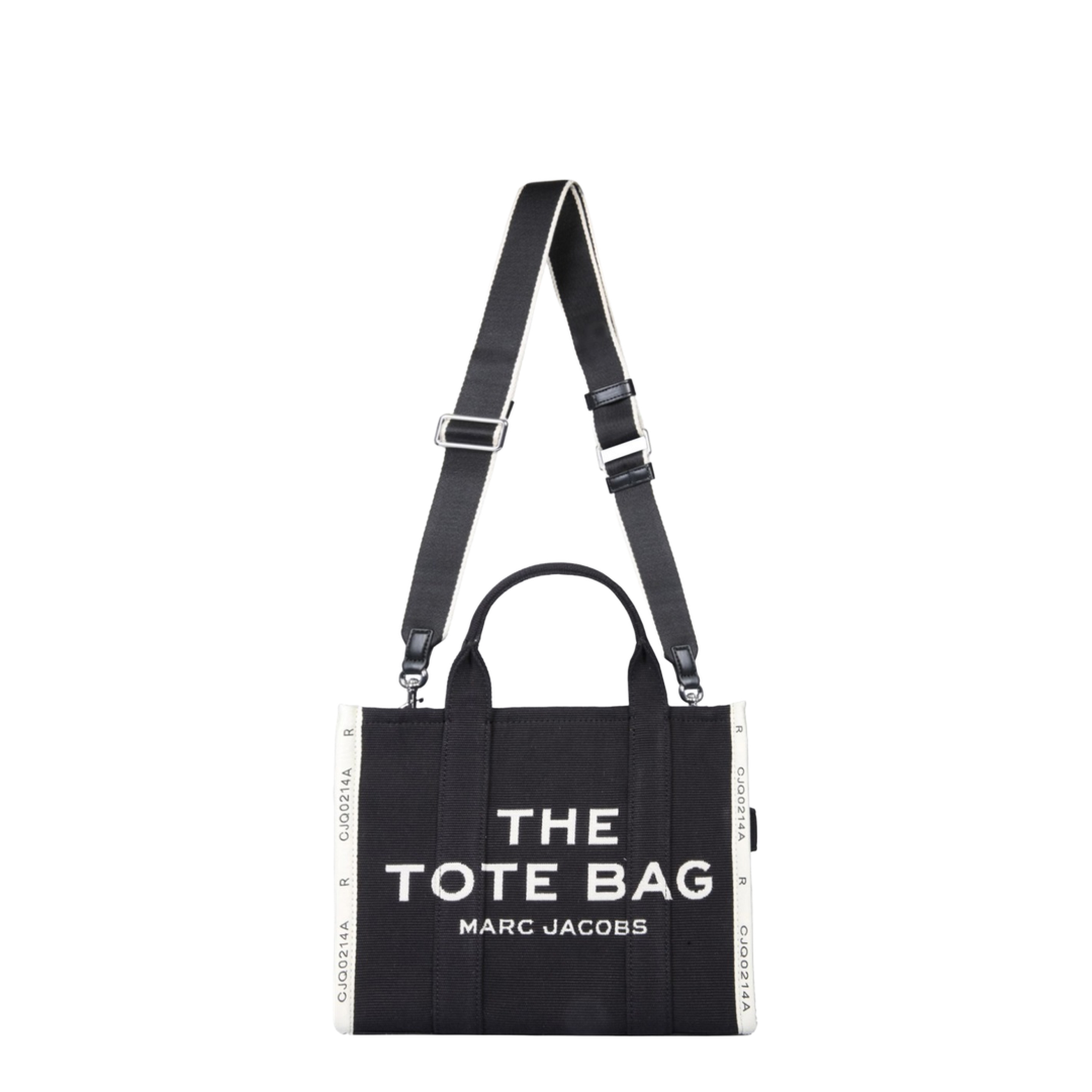 Jacquard Medium Woven Tote Bag - Black - Image 11