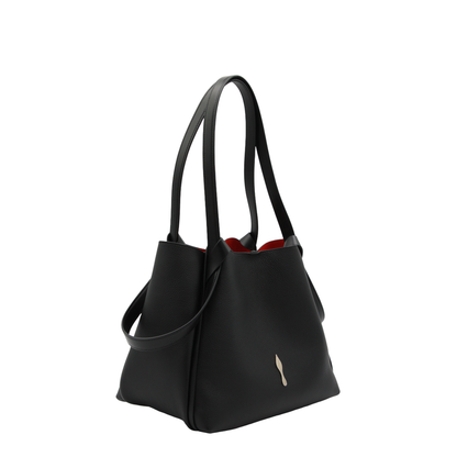 Bettina Small Grained Calf Leather Tote - Black - Image 4