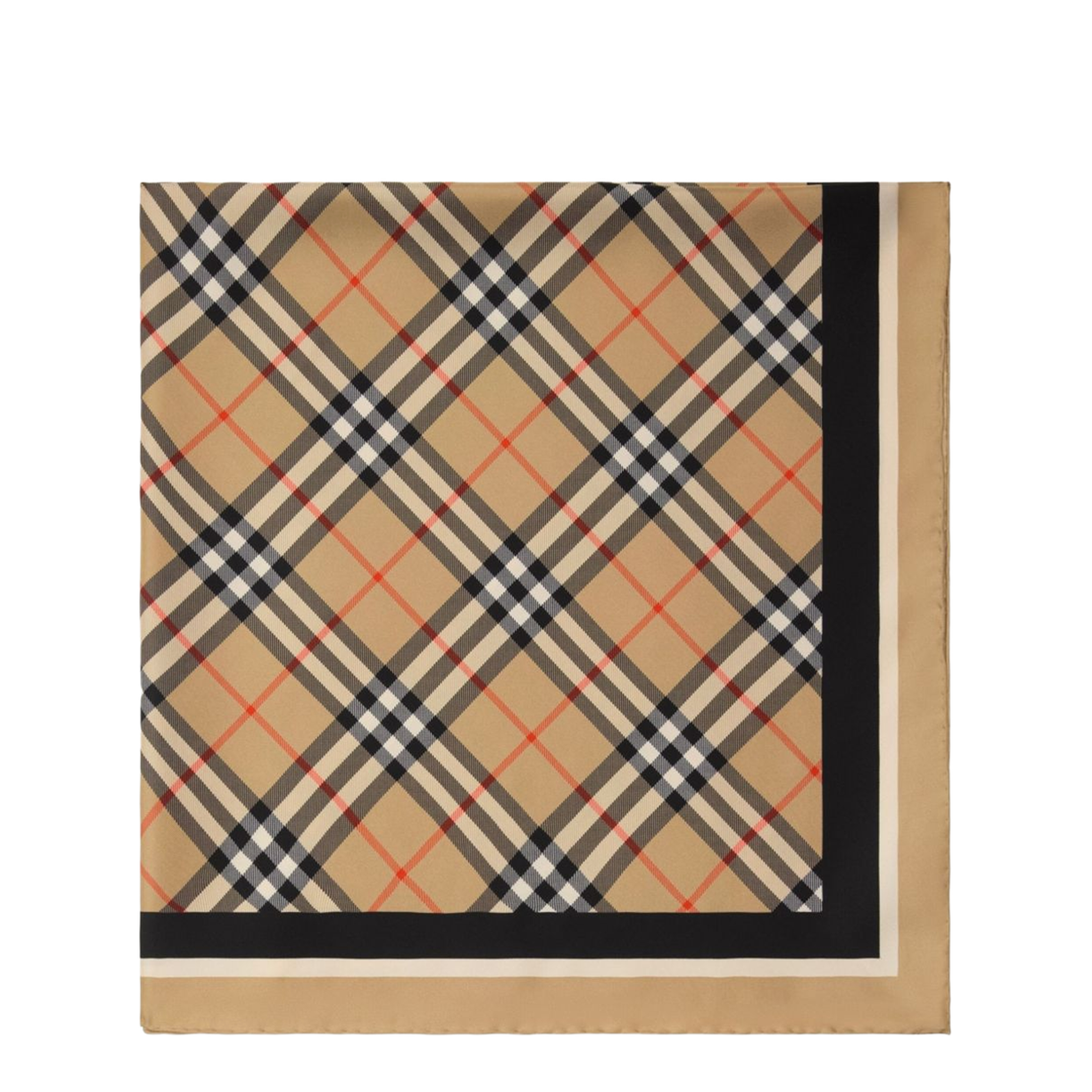 Beige Square Scarf with EKD Patch and Check Motif - Image 2