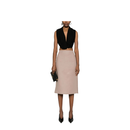 Waxed Linen Straight Midi Skirt - Image 2