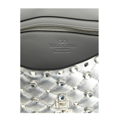 Rockstud Spike Lambskin Shoulder Bag - Silver - Image 2