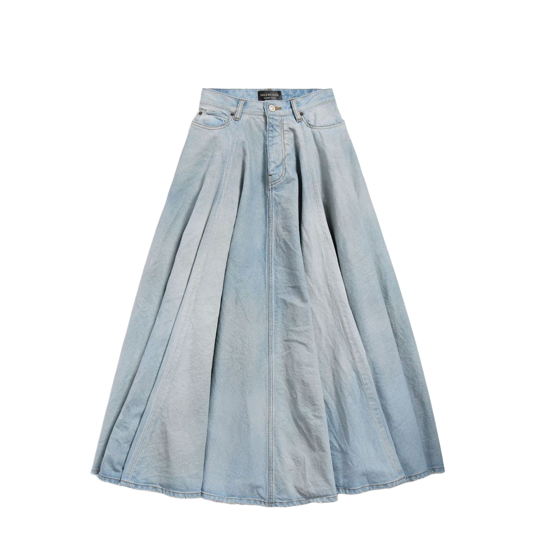 Godet Maxi Skirt in Dirty Light Blue - Image 1