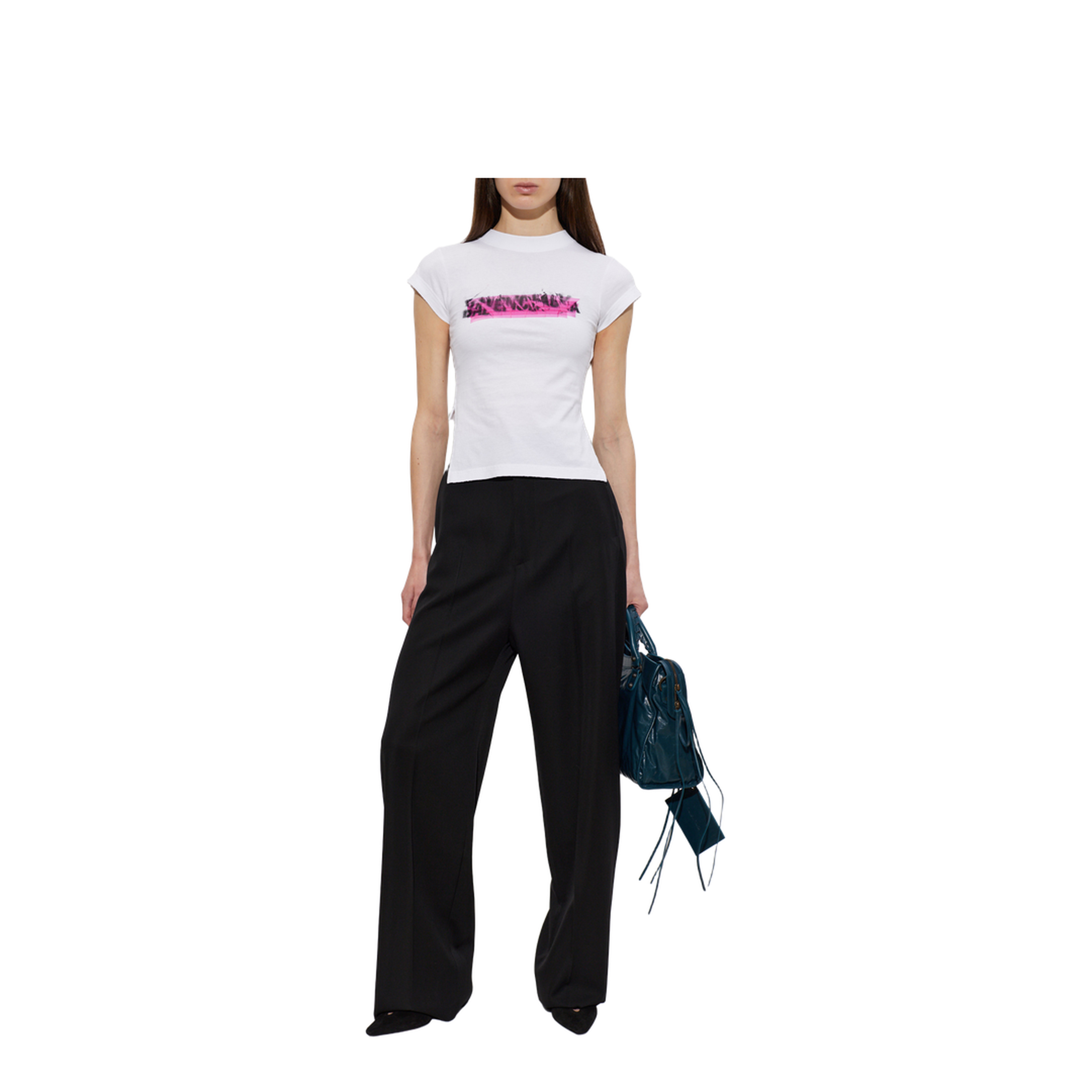 Spray Chopped Back T-Shirt White - Image 5