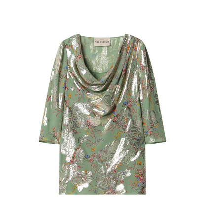 Green Printed Lurex Shirt - Image 1