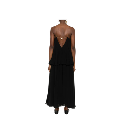 Sleeveless Long Dress In Silk Georgette - Image 5