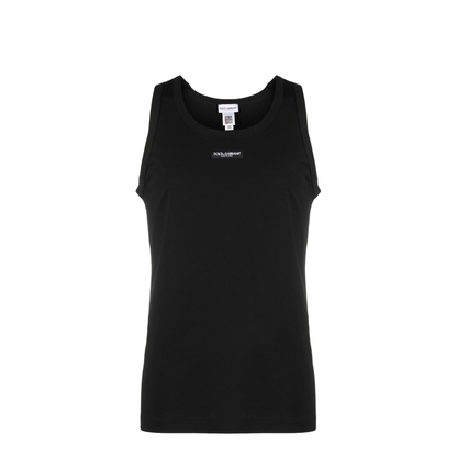 Stretch Cotton Tank Top With Logo Label - Image 1