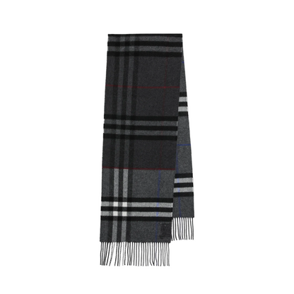 Reversible Check Cashmere Scarf In Grey - Image 1