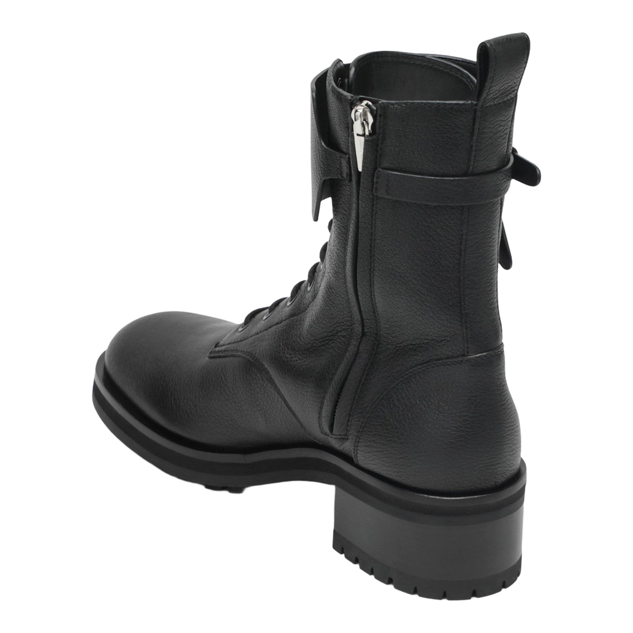 Rosabel Flat Black Leather Ankle Boots - Image 2