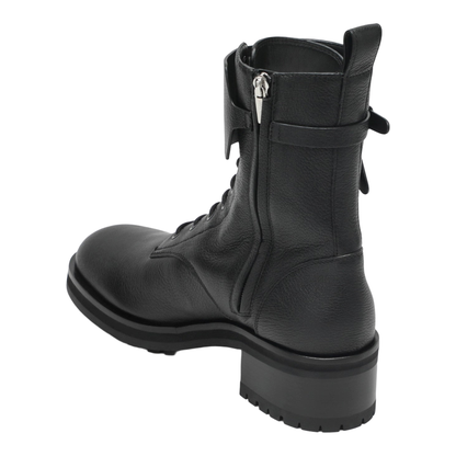 Rosabel Flat Black Leather Ankle Boots - Image 2