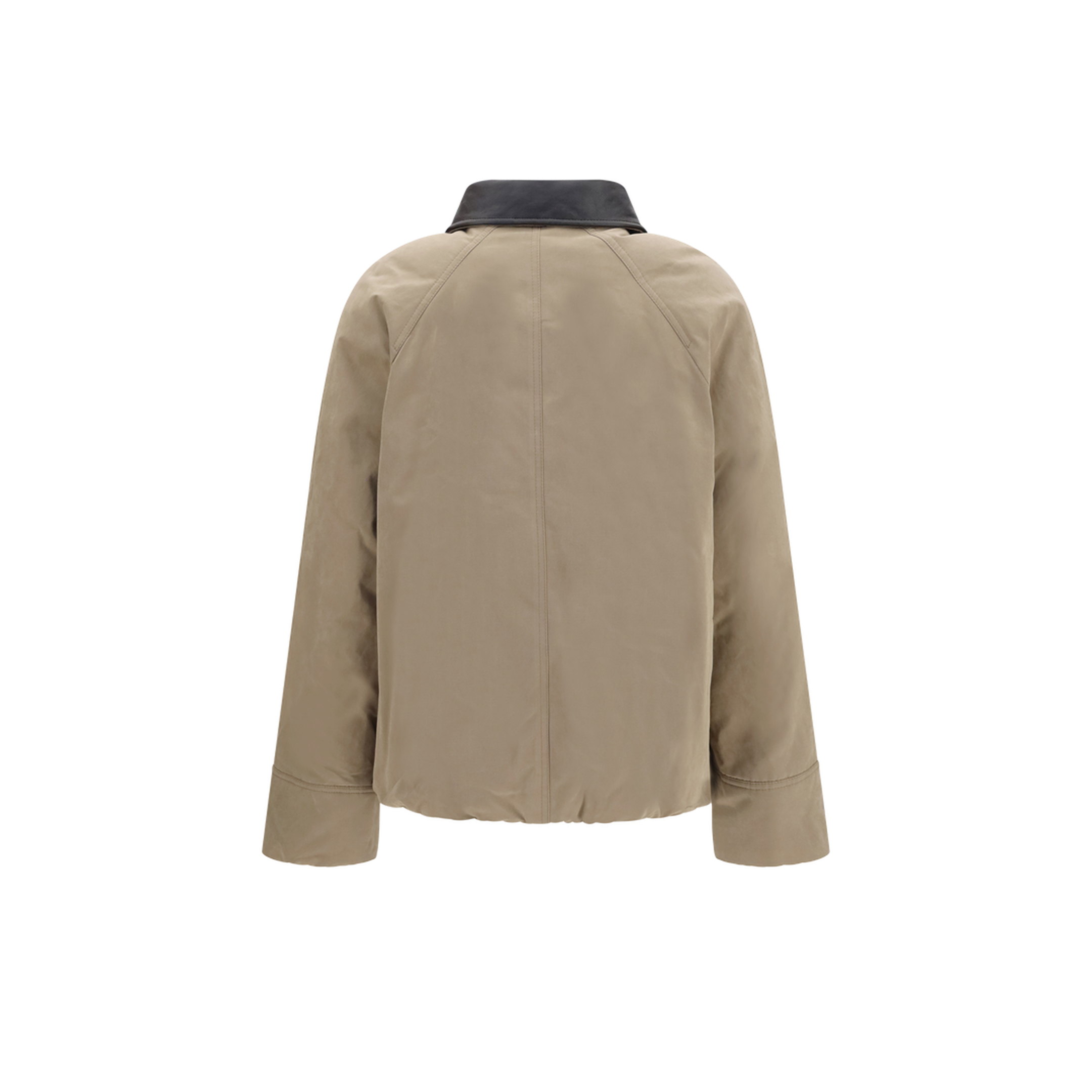 Padded Down Jacket with Leather Collar - Image 2