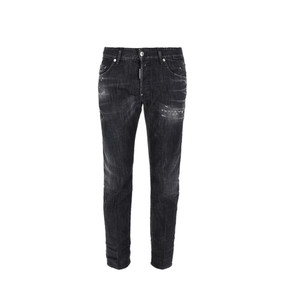 Black Washed-Effect Distressed Jeans - Image 1