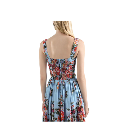 Flower Bouquet-Print Cotton Long Dress - Image 5