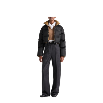 Cropped Fit Stand-Up Collar Down Jacket - Image 3