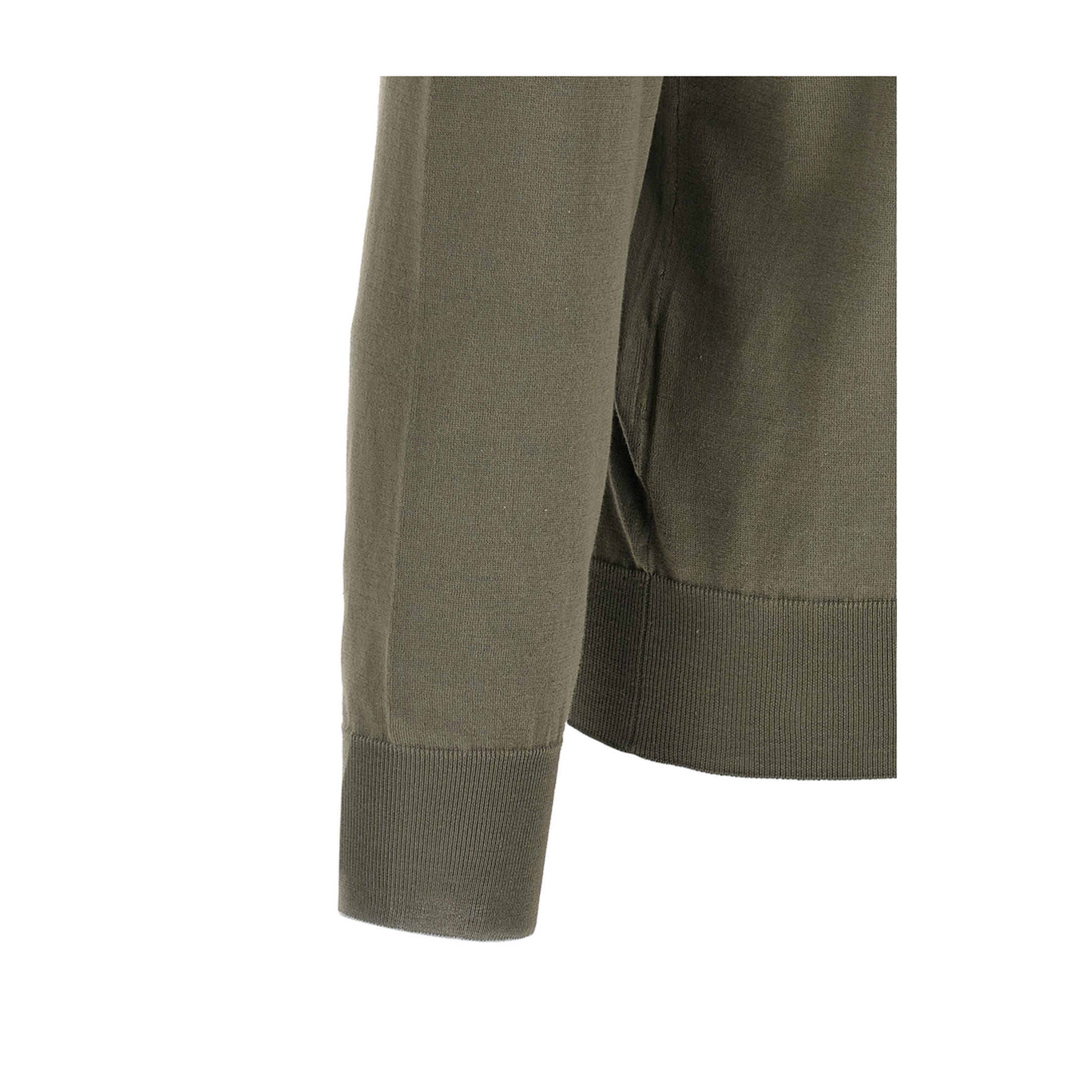 Zipped Cotton Cardigan - Green - Image 4