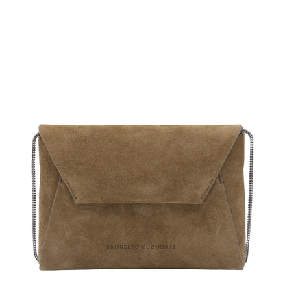 Suede Clutch Bag Brown - Image 2