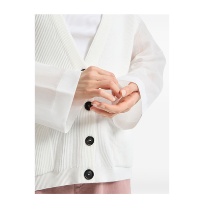 Ribbed Knit Cardigan White - Image 6