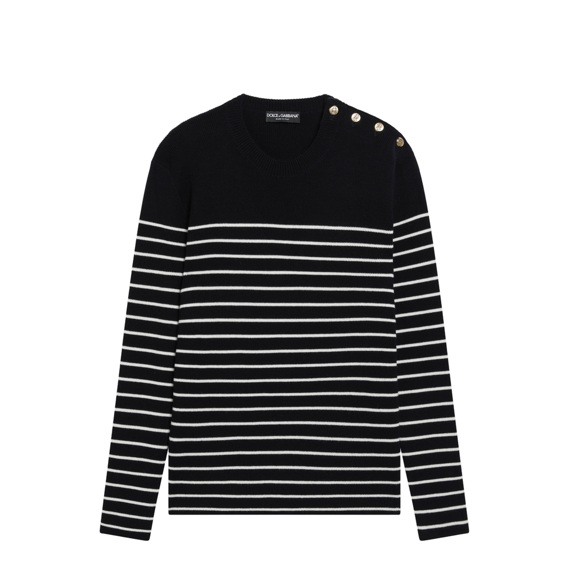 Blue/White Striped Wool Sweater with Buttons - Image 1