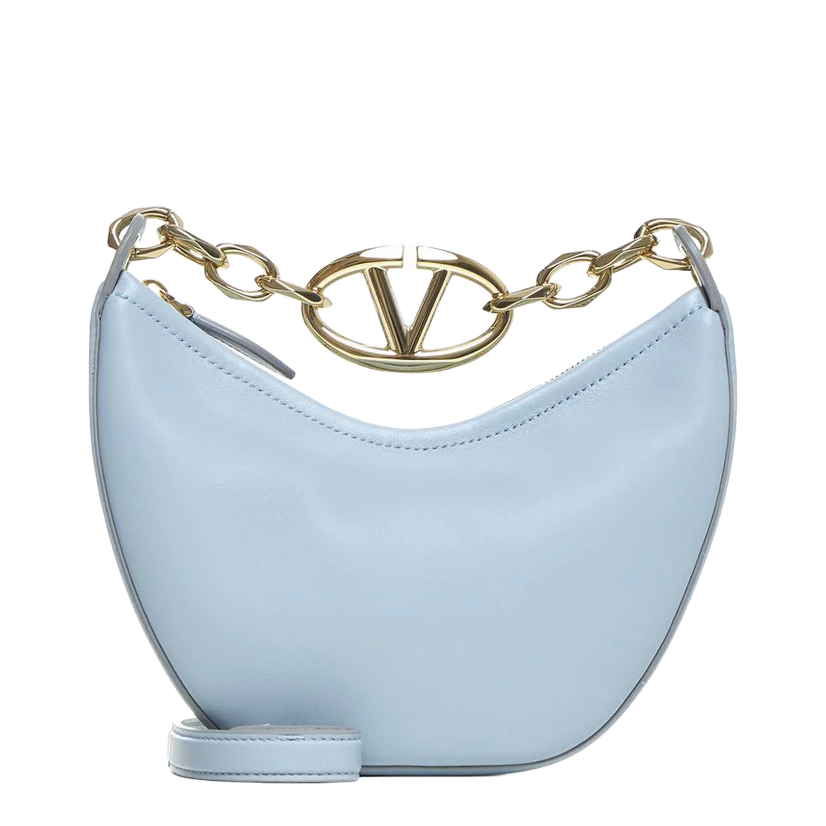 Light Blue Leather Mini Hobo Handbag - Image 1