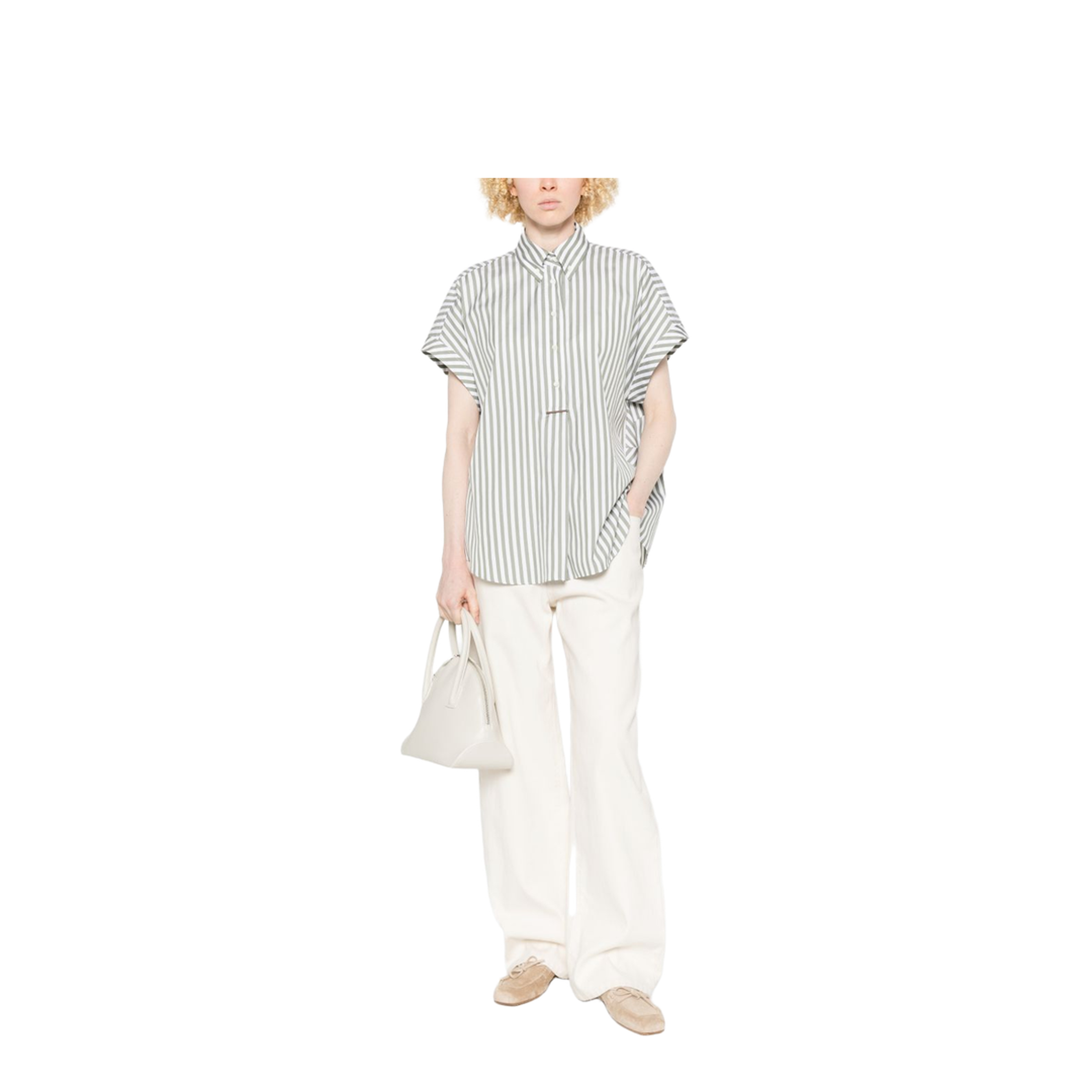 Cotton and Silk Striped Shirt Green - Image 5