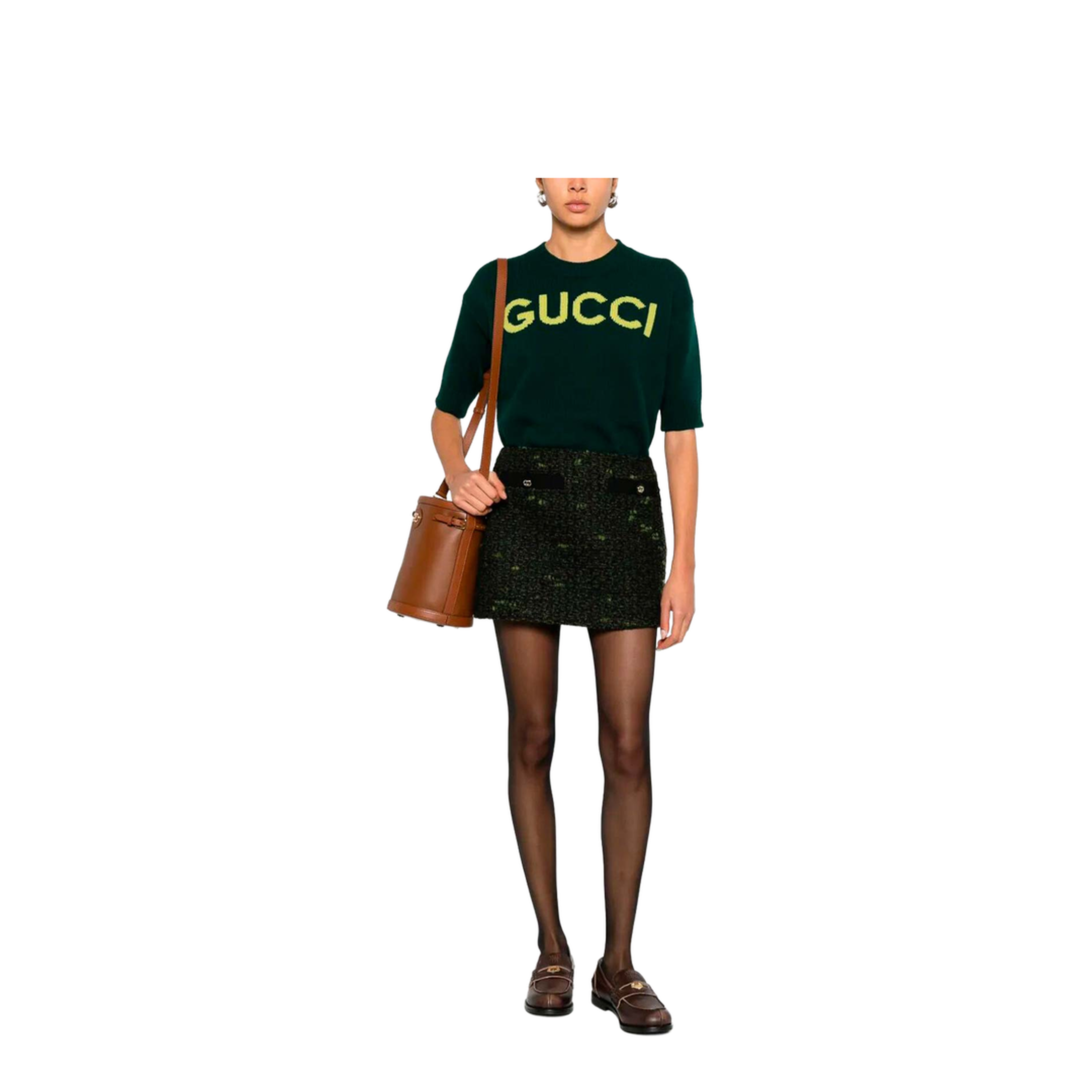 Soft Wool Top with Intarsia in Dark Green - Image 2