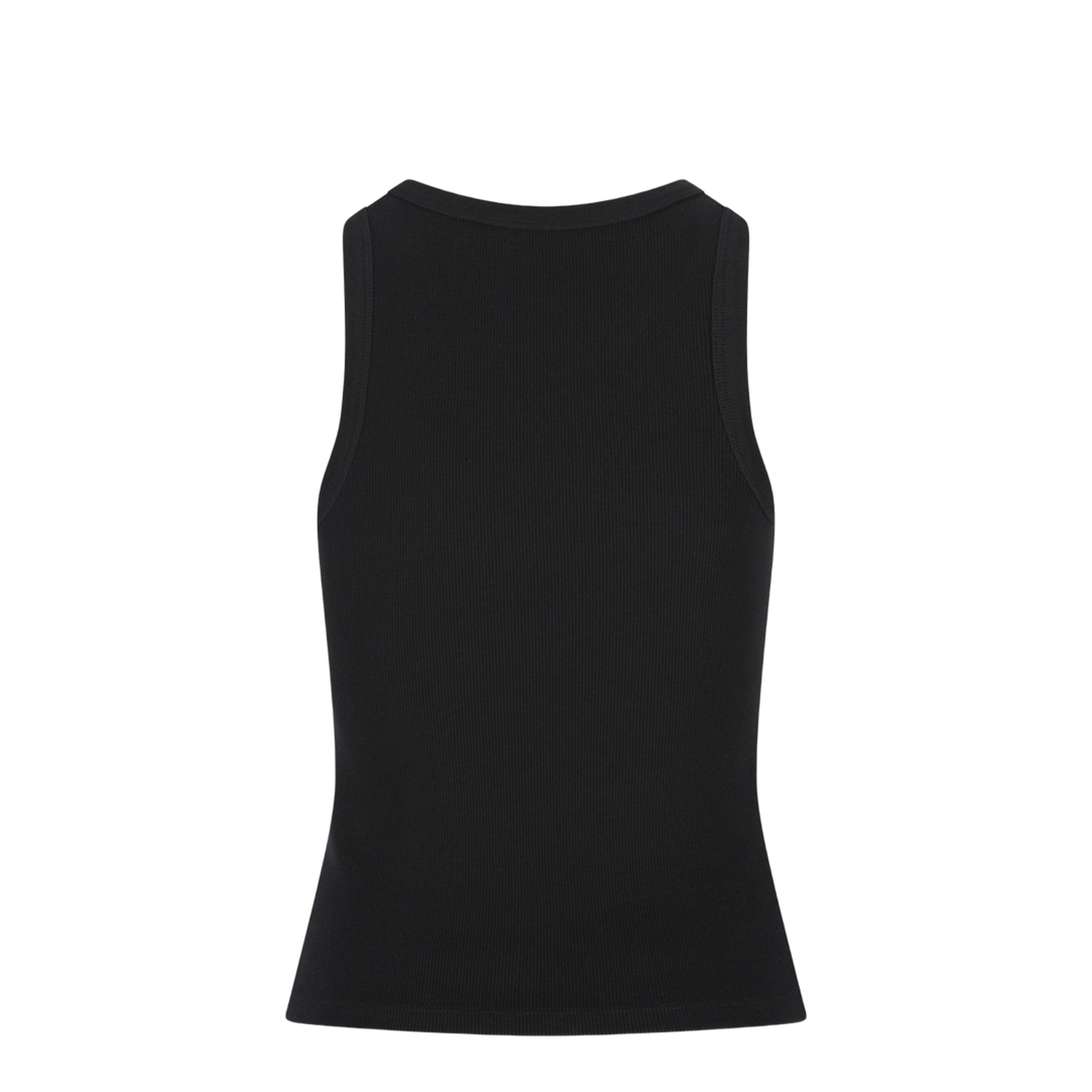 Black Slim-Cut Tank Top with Logo - Image 2