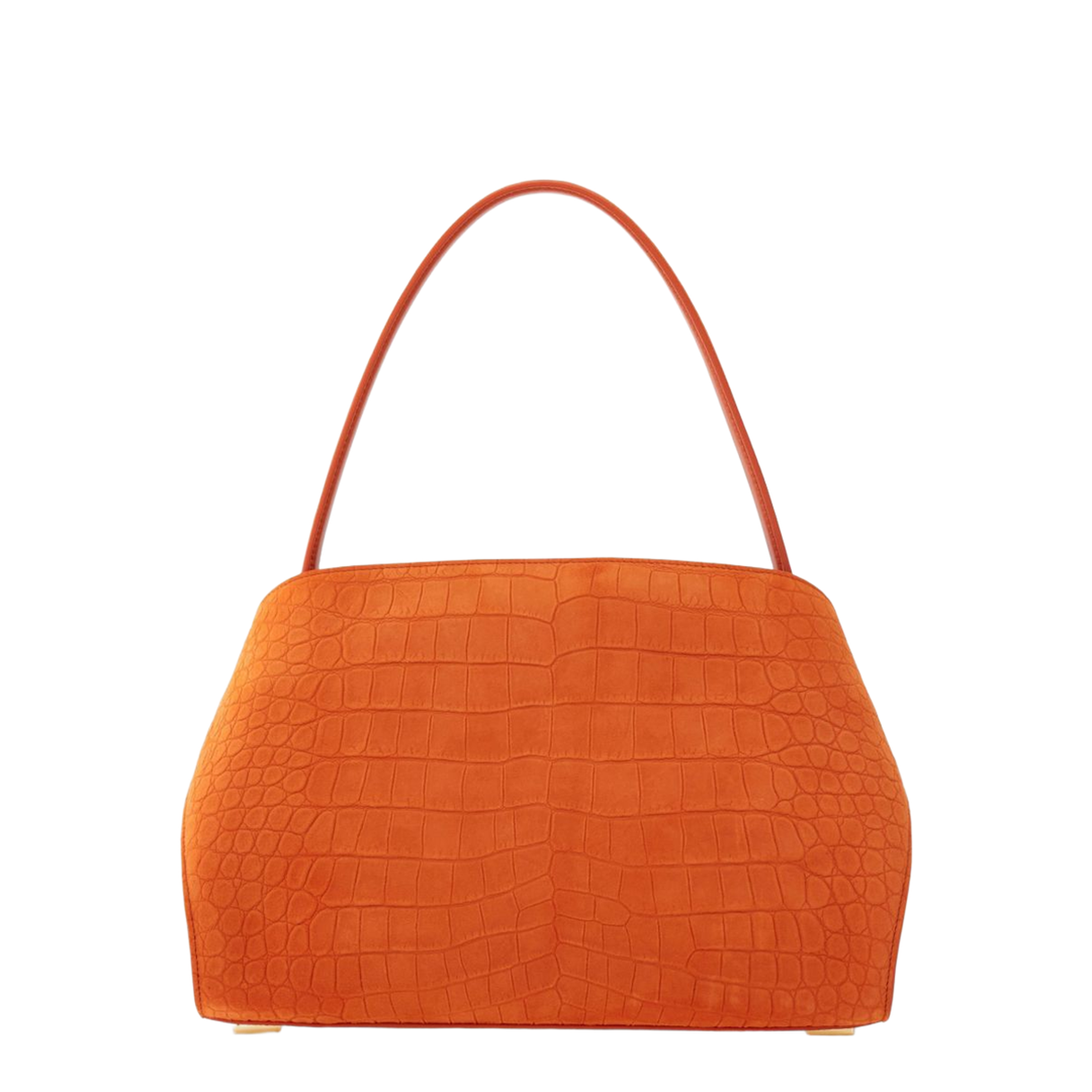 Hug Medium Alligator-Print Suede Shoulder Bag - Light Siena - Image 3