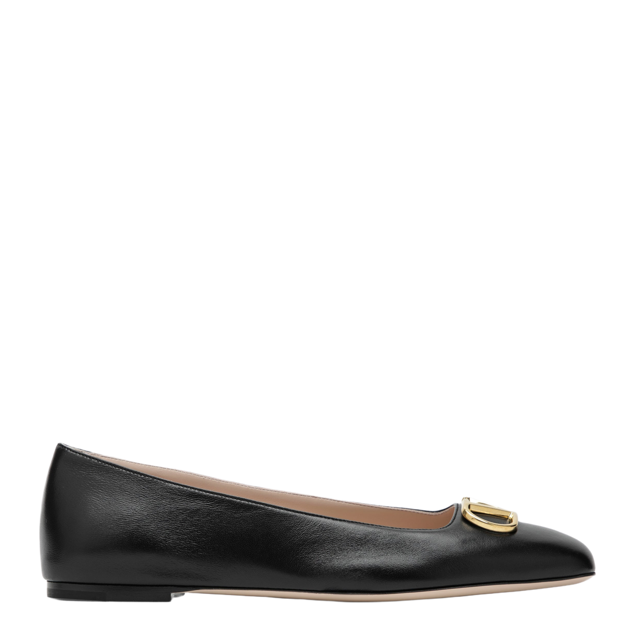 Black VLogo Signature Ballerina Flats in Nappa Leather - Image 1
