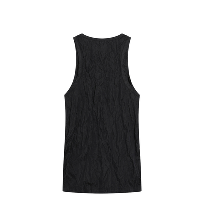 Black Crinkled Cotton Tank Top - Image 2