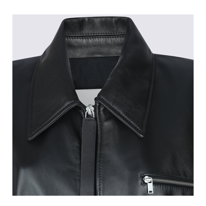 Blouson Leather Jacket Black - Image 7