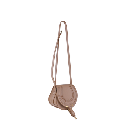 Marcie Small Calfskin Saddle Bag - Light Tan Brown - Image 3