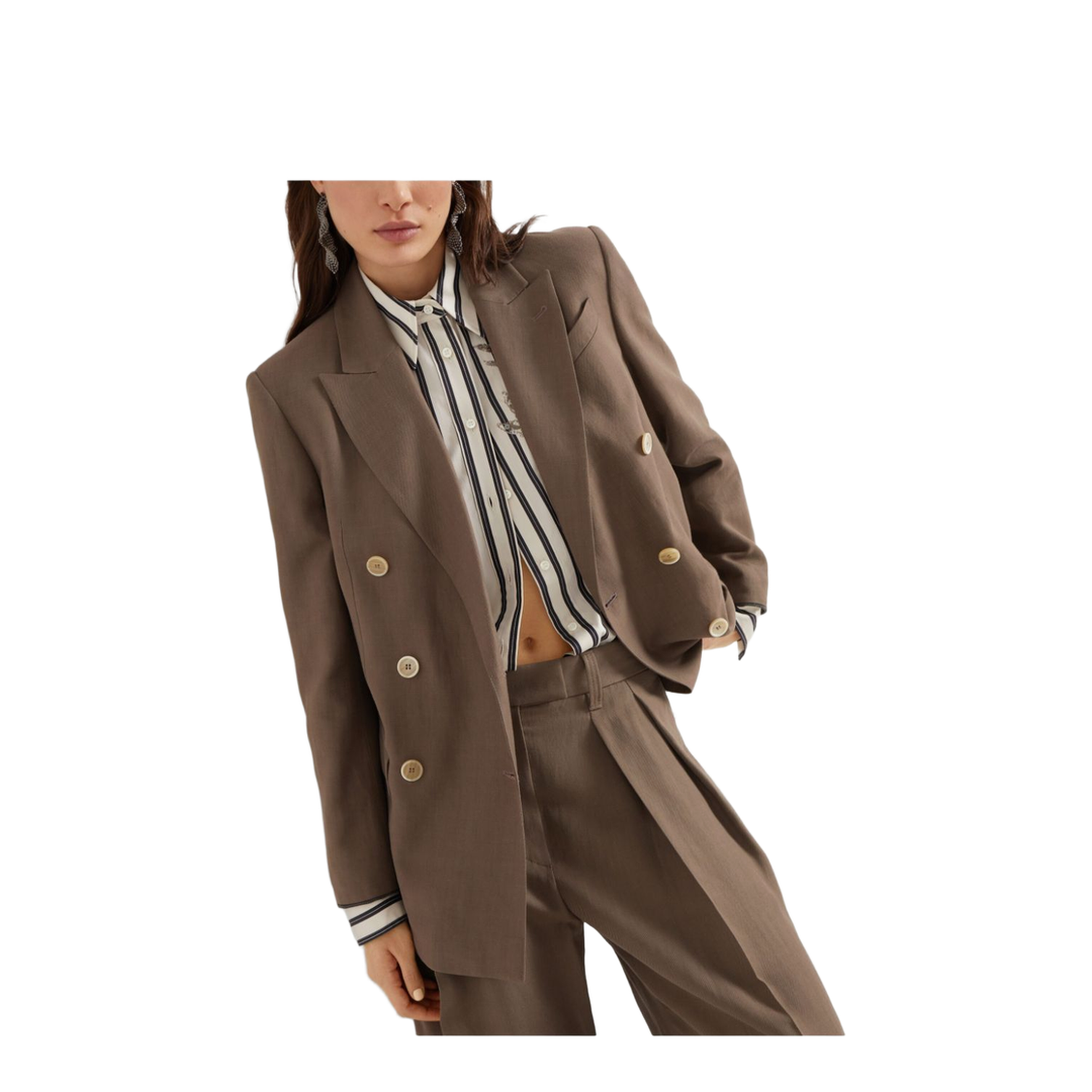 Linen Blend Double-Breasted Jacket - Image 3