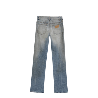 Straight-Leg High-Waist Cotton Jeans In Medium Blue - Image 2