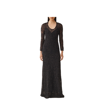 Lace Dress Maxi Length Scoop Neckline In Blue - Image 5
